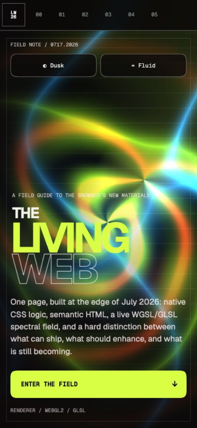 The Living Web 移动端首屏